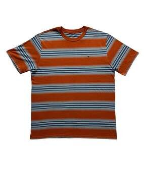 Brixton Striped Crew Neck T-Shirt Orange Blue XXL
